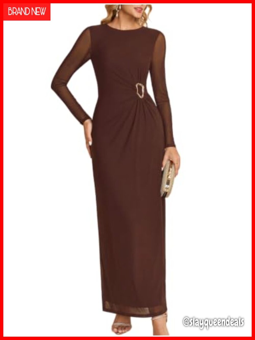 Long Sleeve Bodycon Maxi Dress Wedding Guest Formal Fall Winter